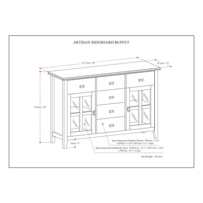Artisan Solid Wood Sideboard Buffet In Black