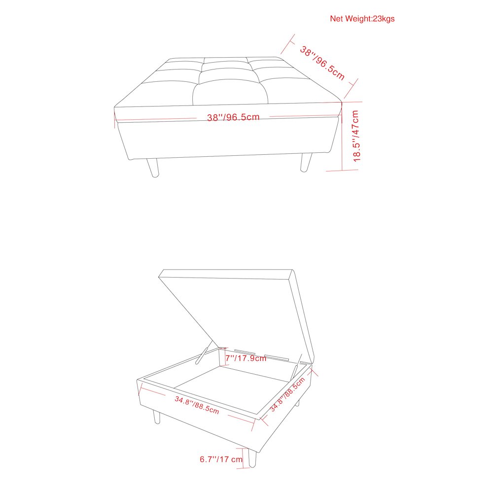 Square Coffee Table Storage Ottoman In Distressed Grey Taupe Vegan Faux Leather