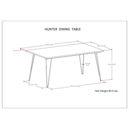 Hunter Solid Mango Wood Dining Table In Light Brown