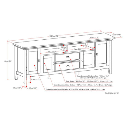 72 Inch Tv Media Stand In Hickory Brown For Tvs Up To 80 Inches