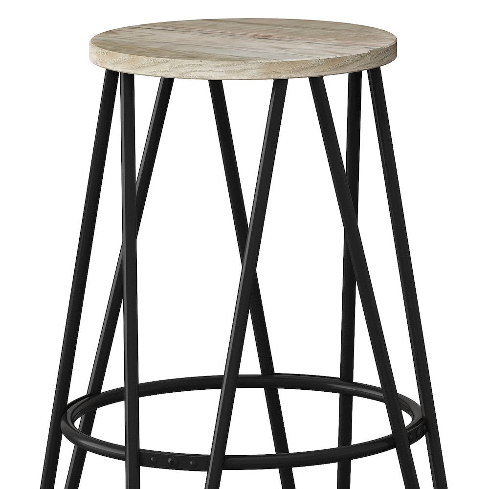 26 Inch Metal Counter Height Stool With Wood Seat (Set Of 2) In Natural / Black