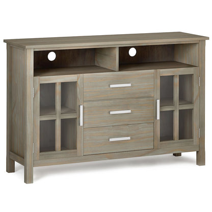 Kitchener SOLID WOOD Tall TV Media Stand in Grey For TVs up to 60 inches