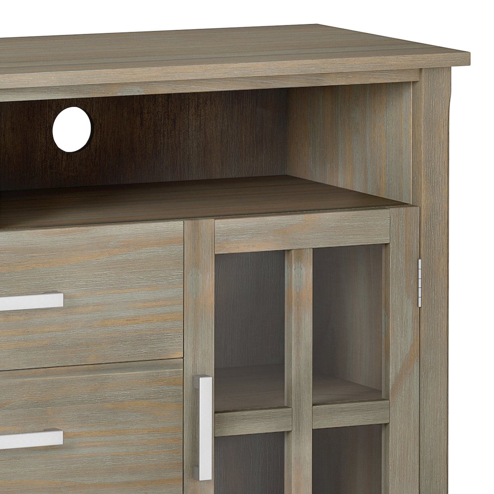 Kitchener SOLID WOOD Tall TV Media Stand in Grey For TVs up to 60 inches