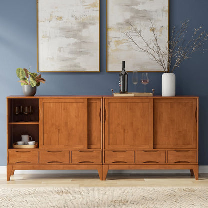 Harper Solid Wood 48 Inch Storage Cabinet In Teak Brown (Set Of 2)