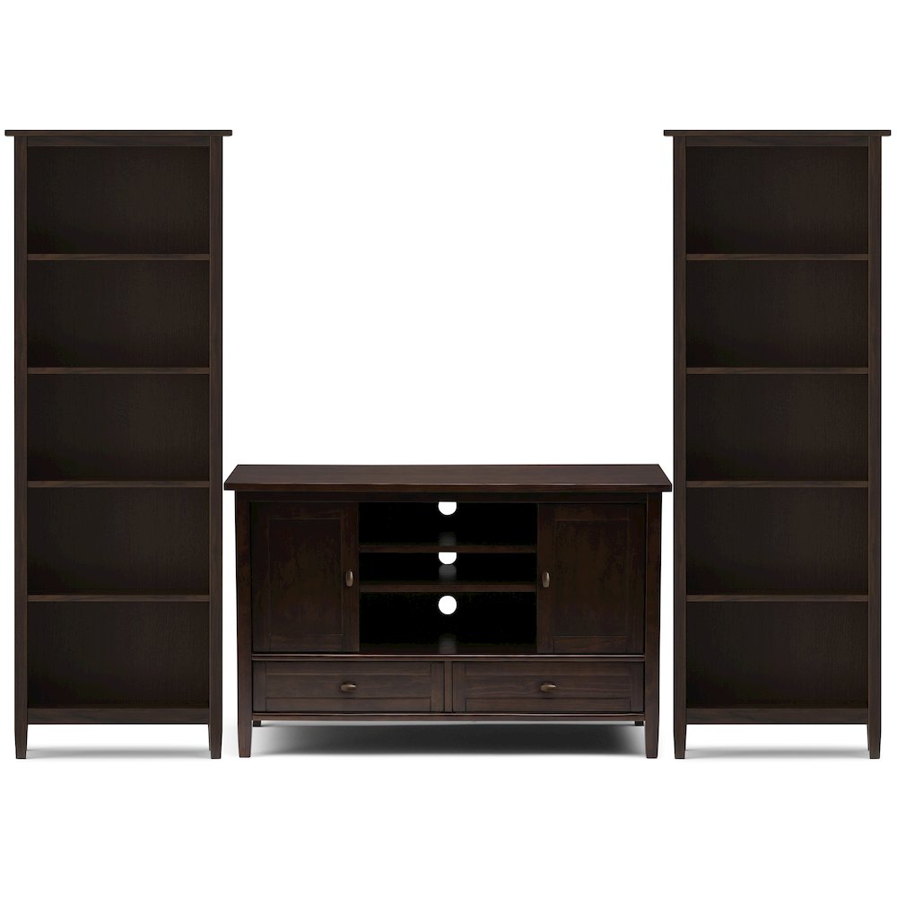 47"W TV Stand with Two 26"W Bookcases in Tobacco Brown (Set of 3)