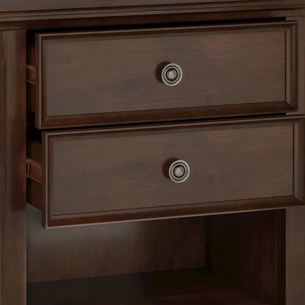 Amherst 24 inch Solid Wood Traditional Bedside Table in Russet Brown (Set of 2)