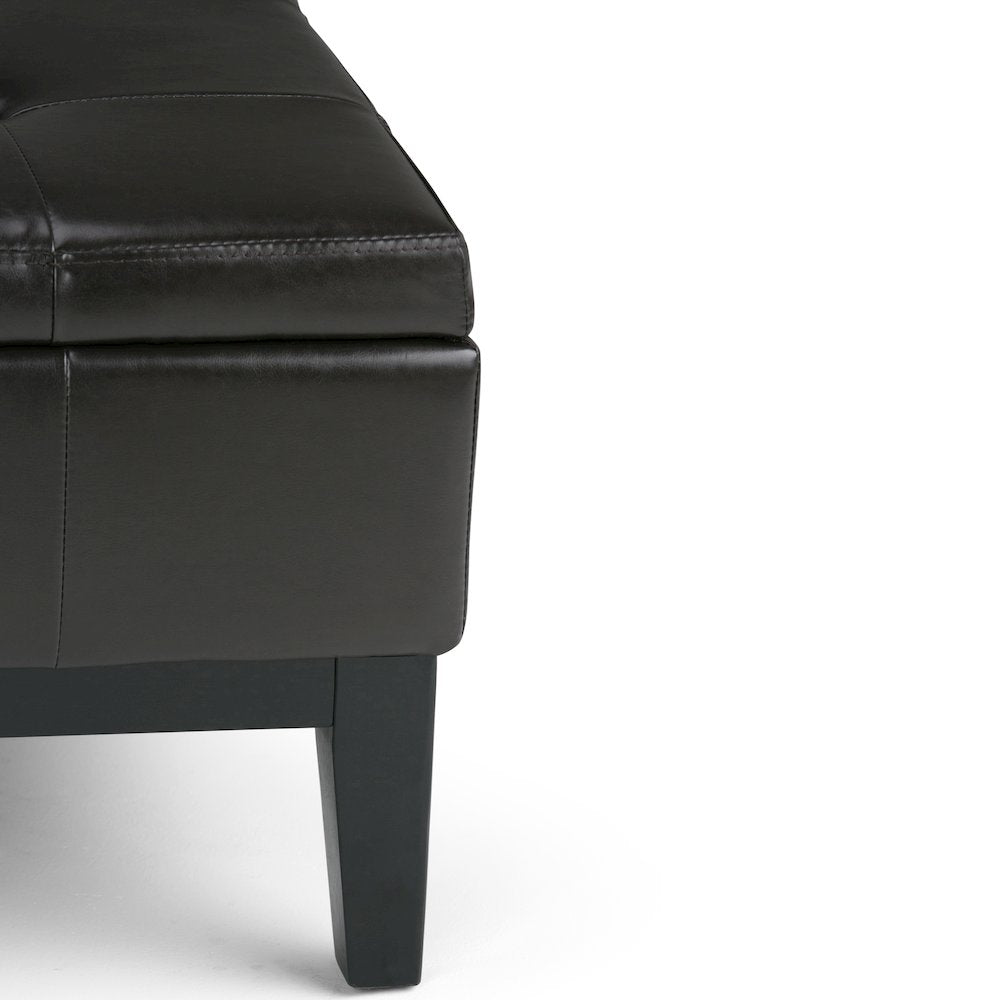 Dover Square Coffee Table Storage Ottoman In Tanners Brown Vegan Faux Leather