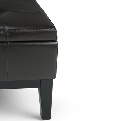 Dover Square Coffee Table Storage Ottoman In Tanners Brown Vegan Faux Leather