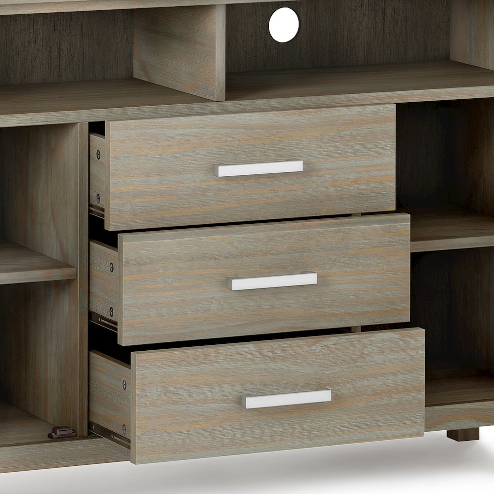 Kitchener SOLID WOOD Tall TV Media Stand in Grey For TVs up to 60 inches