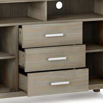 Kitchener SOLID WOOD Tall TV Media Stand in Grey For TVs up to 60 inches