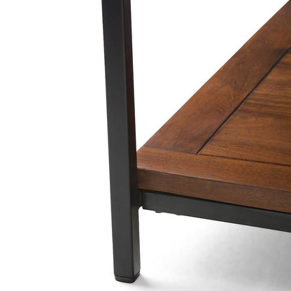 Skyler Solid Mango Wood Square Coffee Table In Dark Cognac Brown