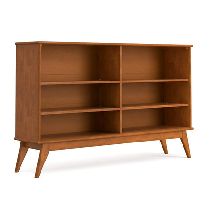 Draper 64 inch Wide Solid Wood Mid Century 6 Shelf Bookcase in Teak Brown