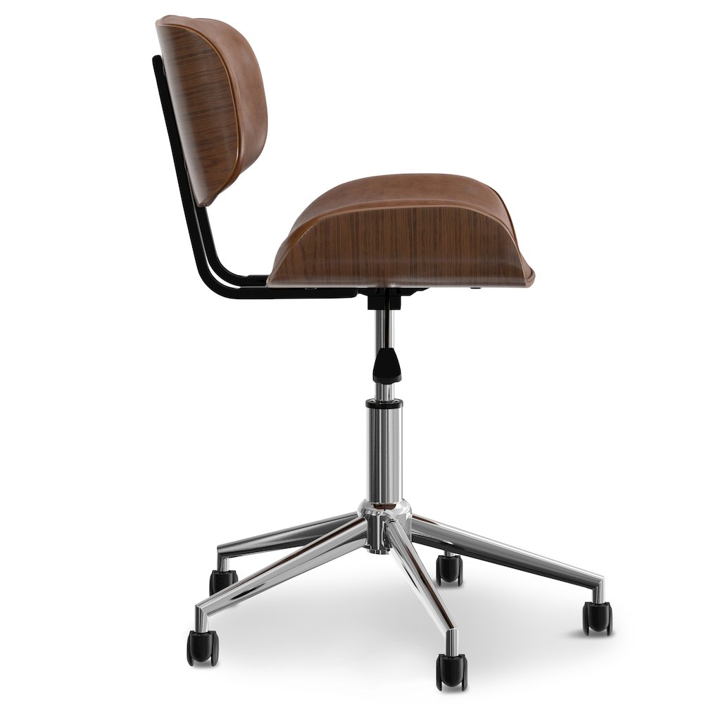 Dax Bentwood Office Chair In Distressed Tan Vegan Faux Leather