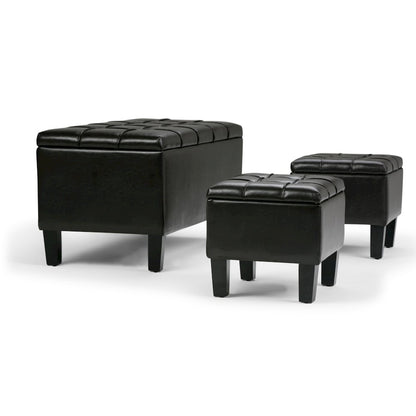 Dover 3 Piece Storage Ottoman In Tanners Brown Vegan Faux Leather