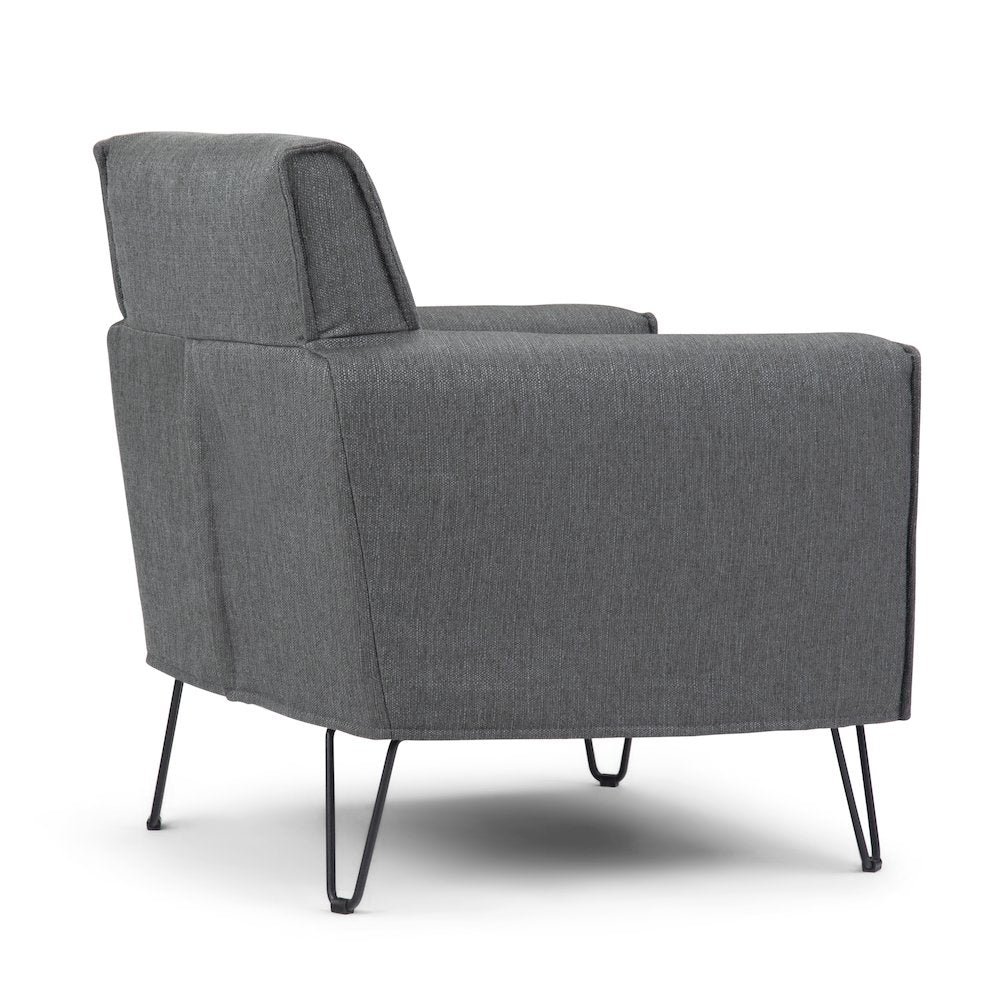 Warren Accent Chair with Hairpin Legs in Slate Grey Woven Fabric