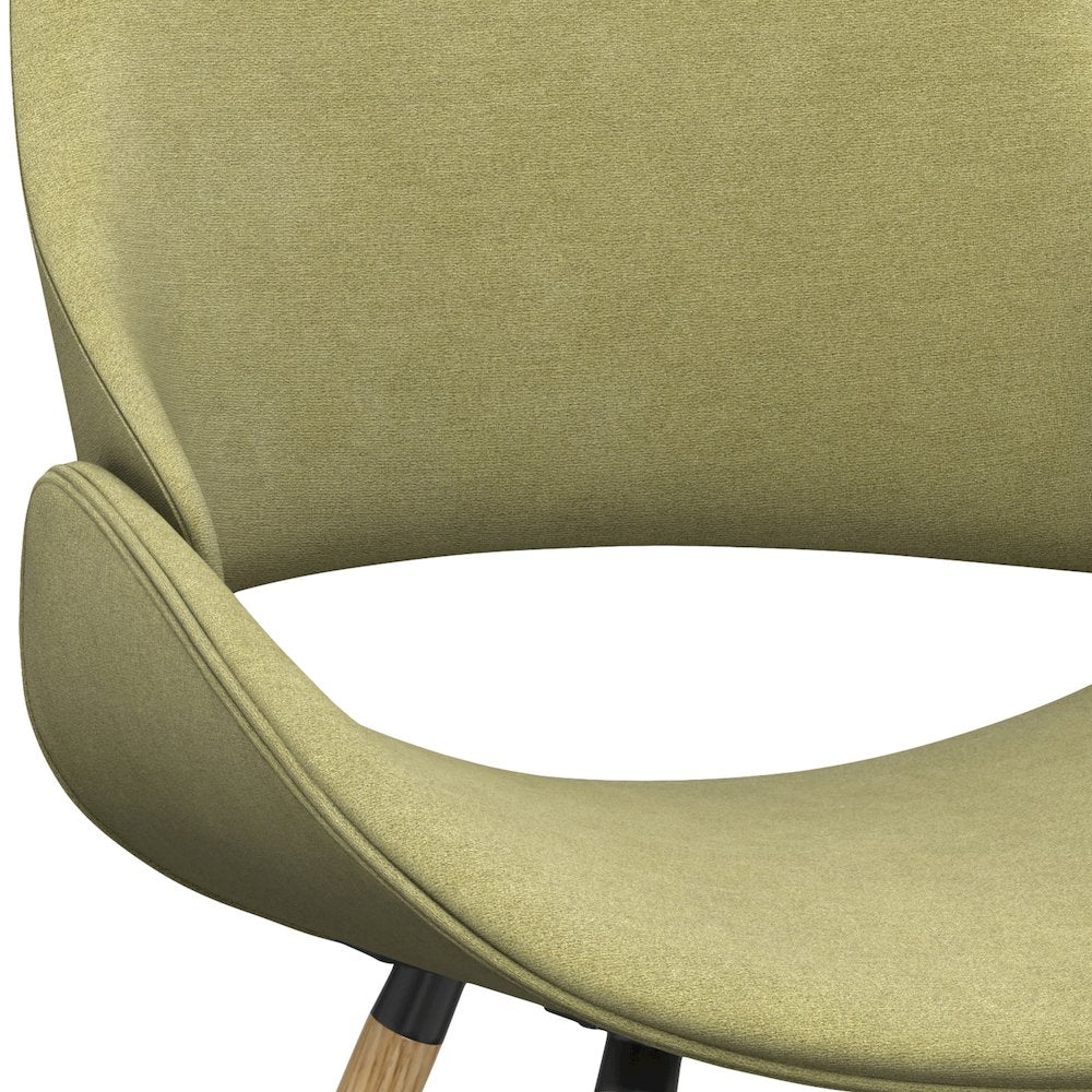 Malden Bentwood Dining Chair With Light Wood In Acid Green Woven Fabric