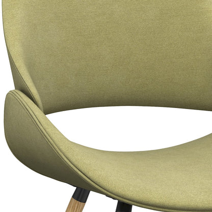 Malden Bentwood Dining Chair With Light Wood In Acid Green Woven Fabric