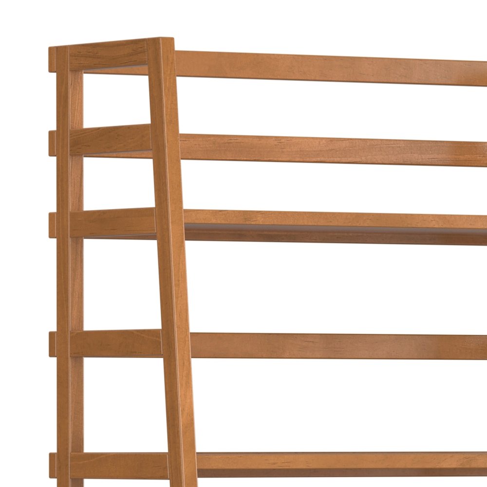 30 Inch Solid Wood 5 Shelf Ladder Bookcase In Light Golden Brown (Set Of 2)