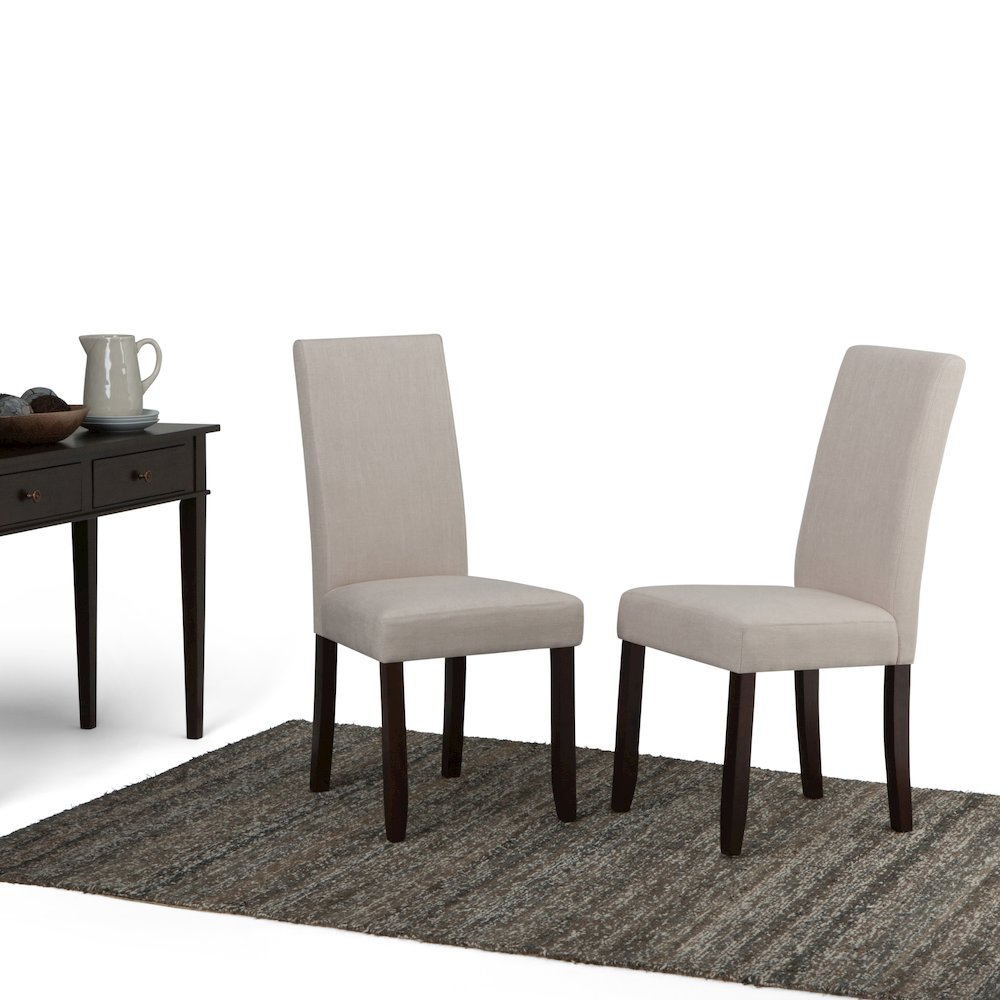 Acadian Solid Wood Parson Dining Chair (Set Of 2) In Light Beige