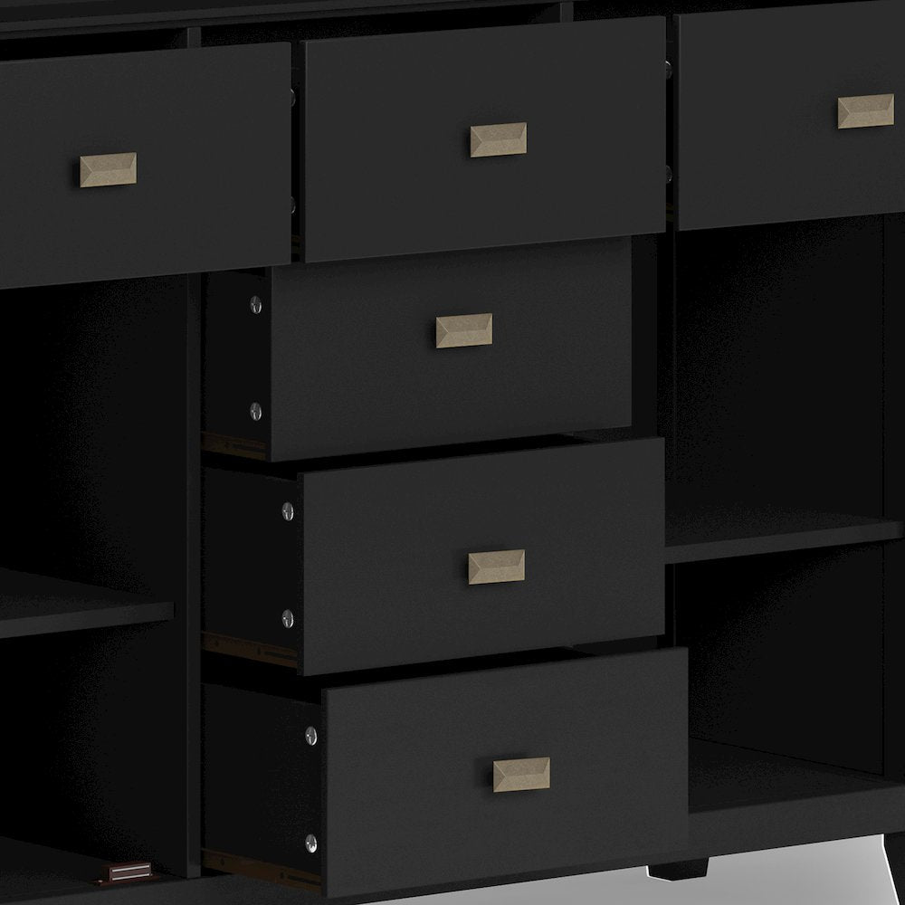 Artisan Solid Wood Sideboard Buffet In Black
