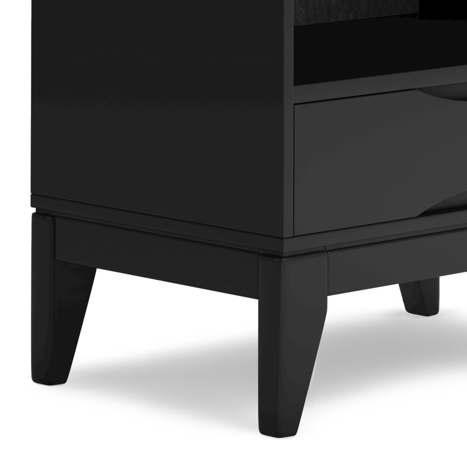 Harper Solid Hardwood Bookcase With Storage In Black