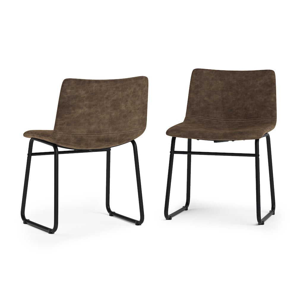 Warner Dining Chair (Set Of 2) In Distressed Brown Vegan Faux Leather