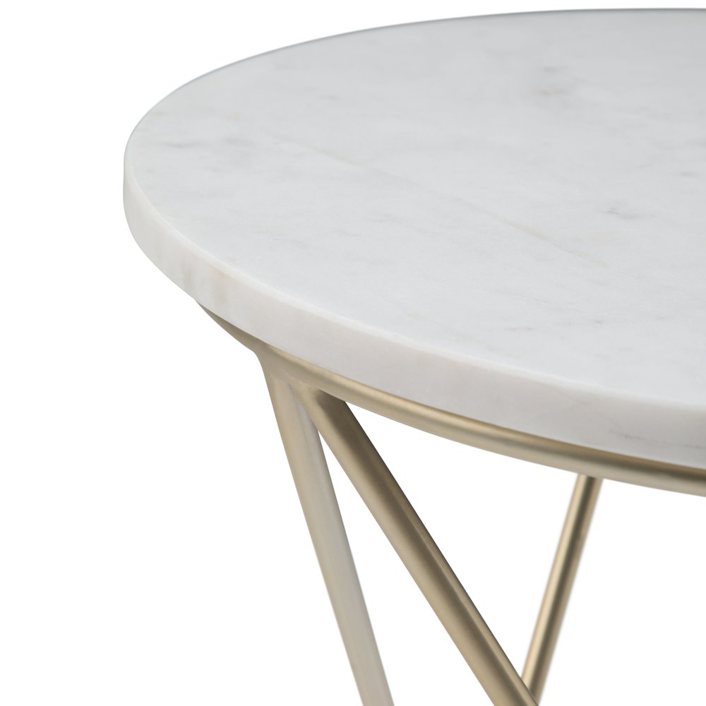Gabon Accent Table In White, Gold