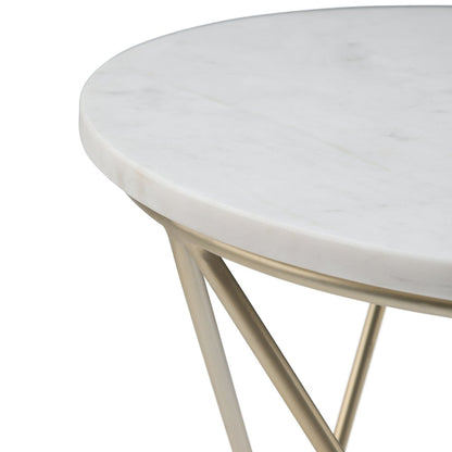 Gabon Accent Table In White, Gold