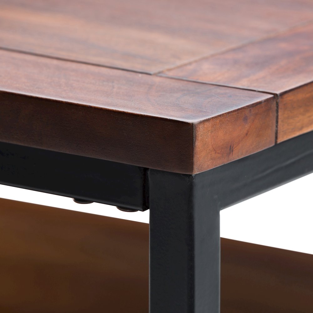 Skyler Solid Mango Wood Square Coffee Table In Dark Cognac Brown