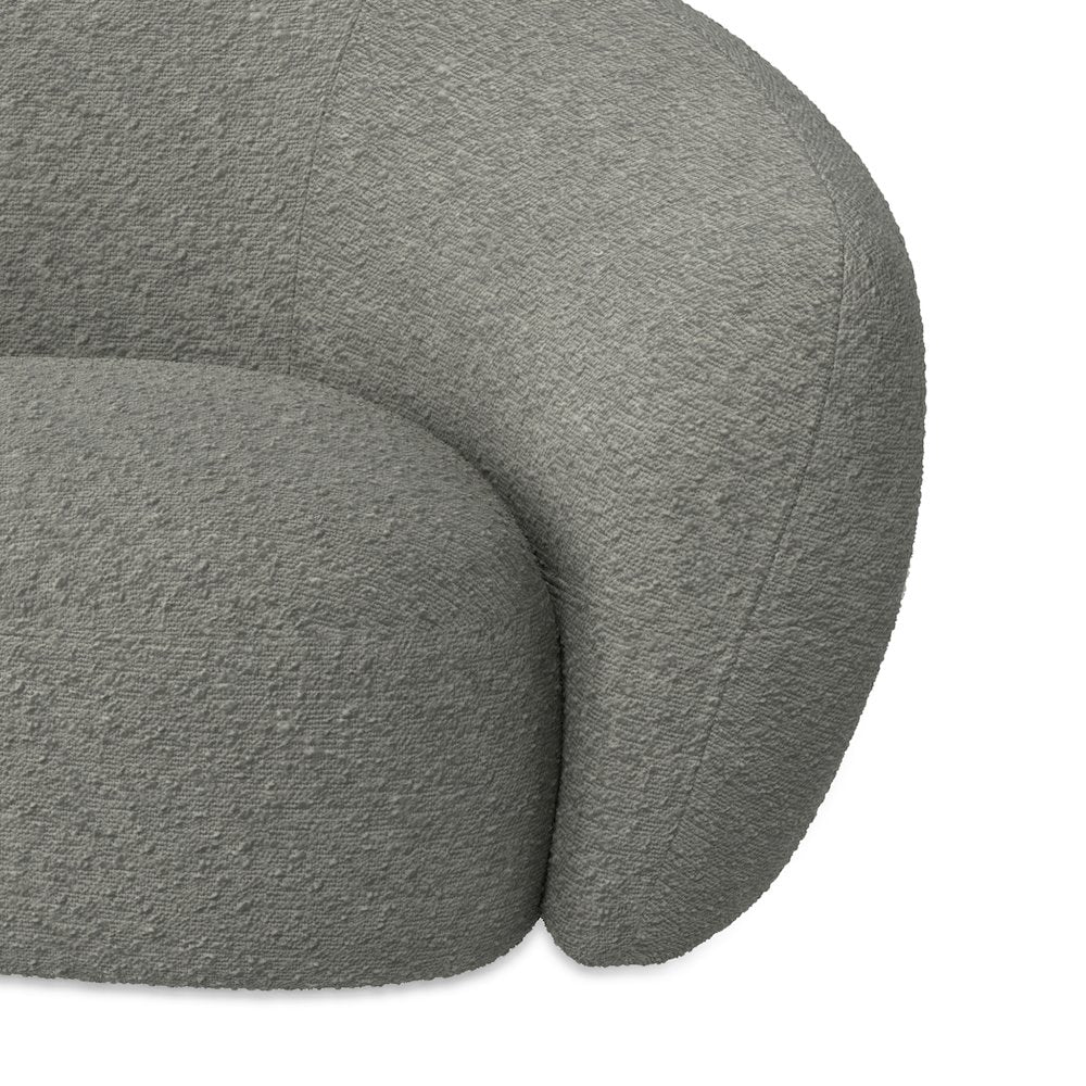 69 inch Wide Contemporary Loveseat Sofa in Stone Grey Boucle Performance Fabric