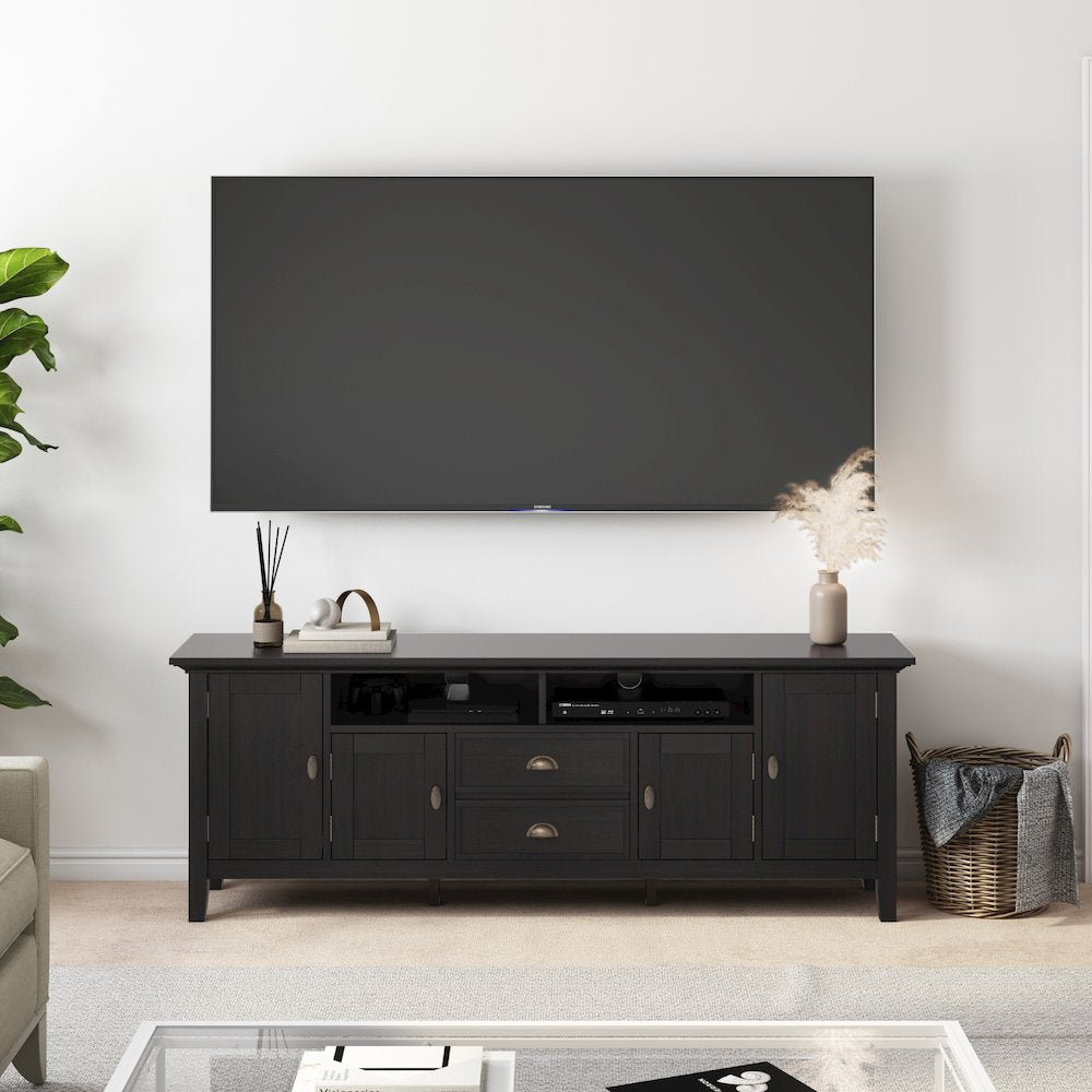 72 Inch Tv Media Stand In Hickory Brown For Tvs Up To 80 Inches