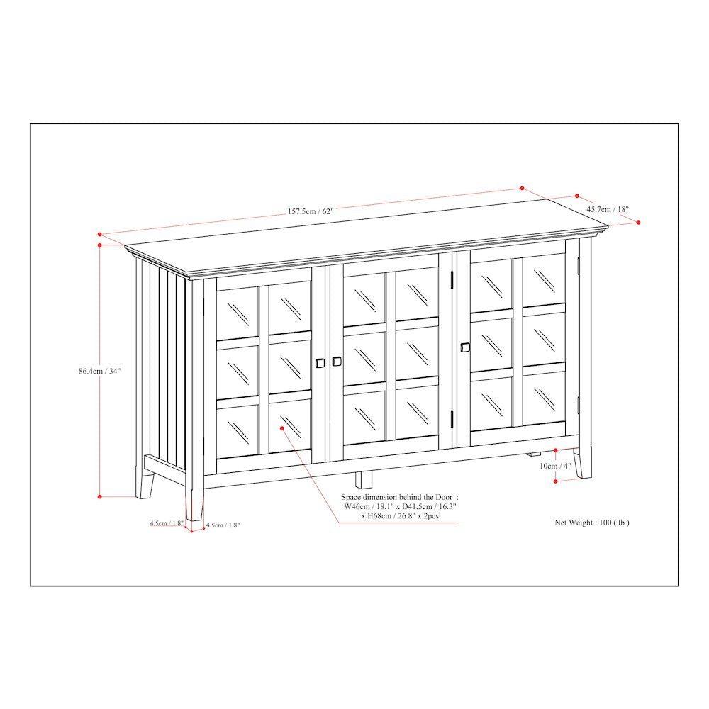 Acadian Solid Wood Wide Storage Cabinet In Black