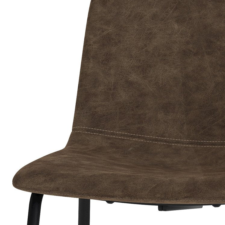 Warner Dining Chair (Set Of 2) In Distressed Brown Vegan Faux Leather