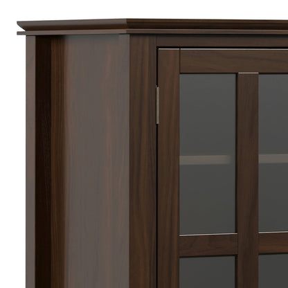 Artisan Solid Wood Tall Tv Media Stand In Tobacco Brown For Tvs Up To 60 Inches