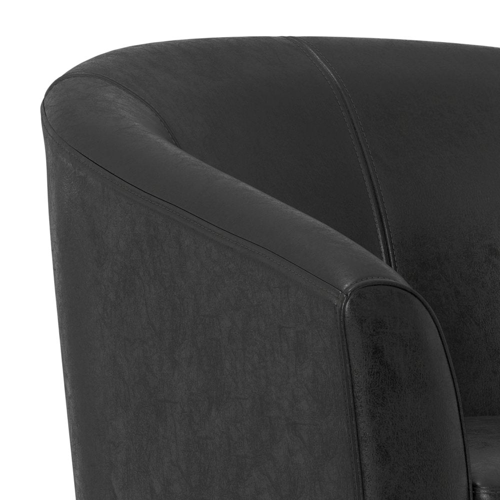 Austin Tub Chair In Distressed Black Vegan Faux Leather