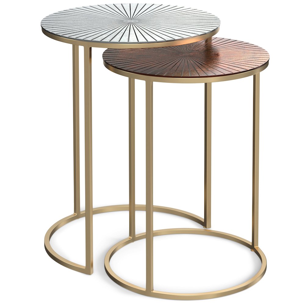 Drake 2 Pc Nesting Table In Antique Nickel, Antique Copper