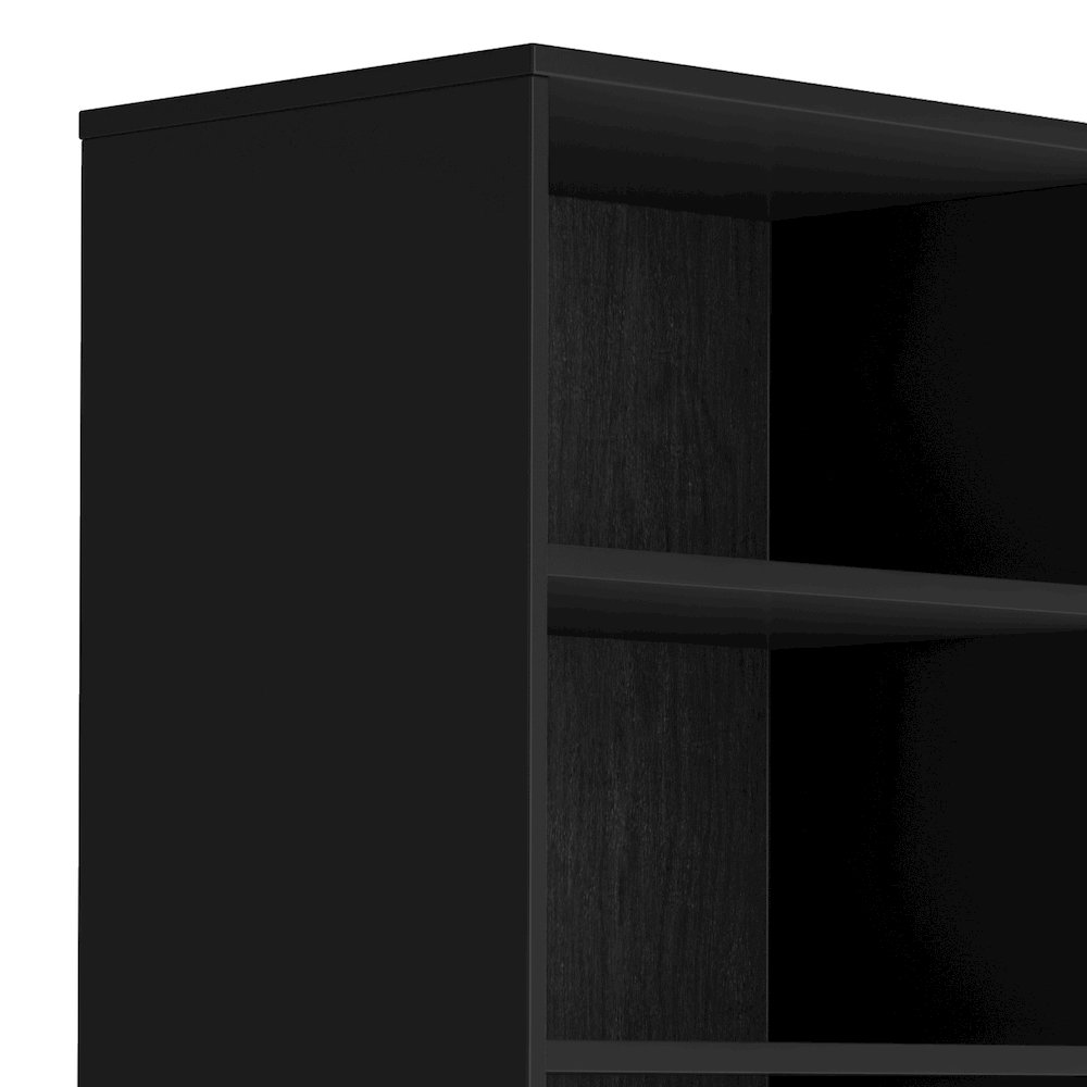 Harper Solid Hardwood Bookcase With Storage In Black