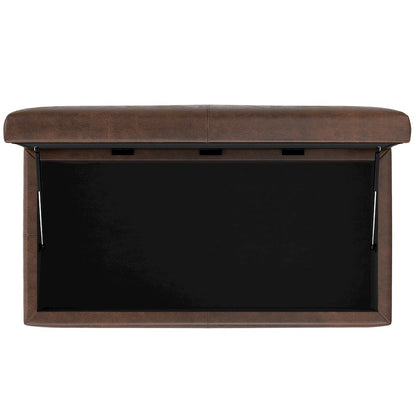 Gabbie Rectangular Storage Ottoman in Distressed Chestnut Brown