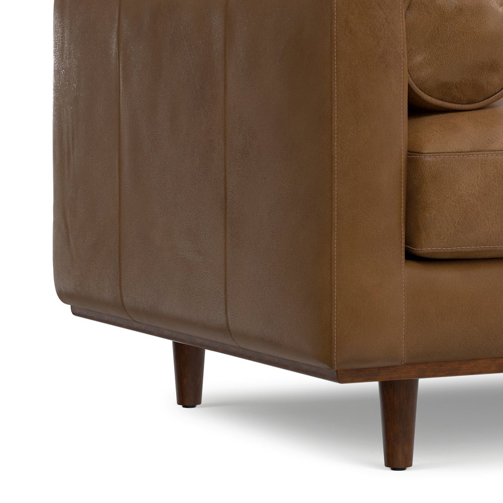 Mid-Century Modern Accent Chair In Caramel Brown Top Grain Genuine Leather