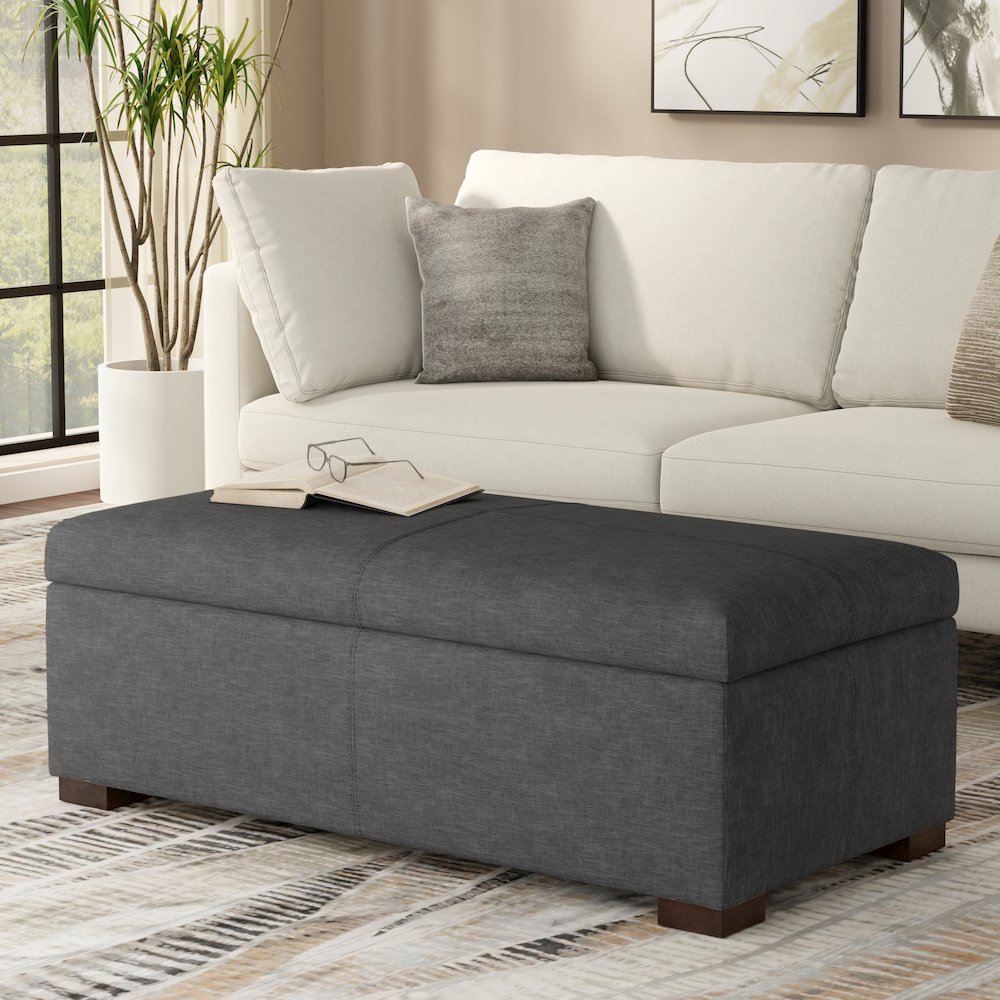 48 inch Wide Contemporary Rectangle Rectangular Storage Ottoman