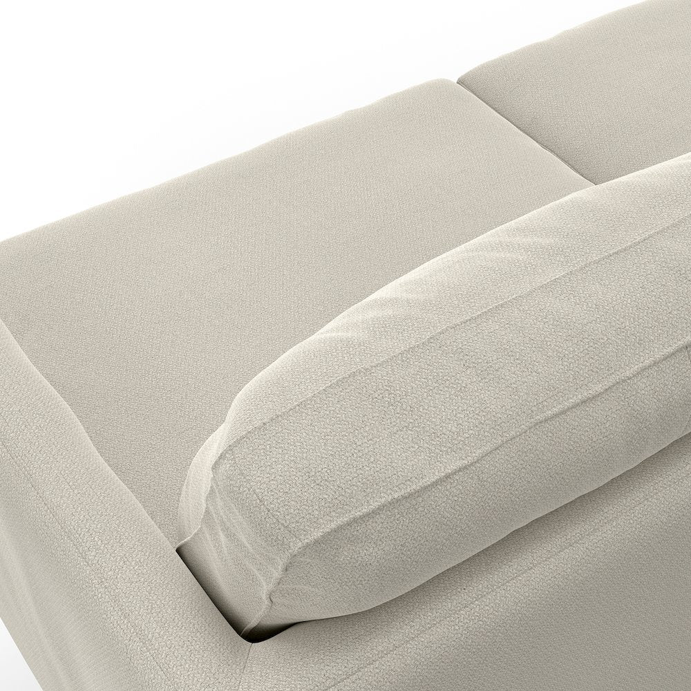 76 inch Wide Mid-Century Modern Loveseat Sofa in Cream White Woven-Blend Fabric