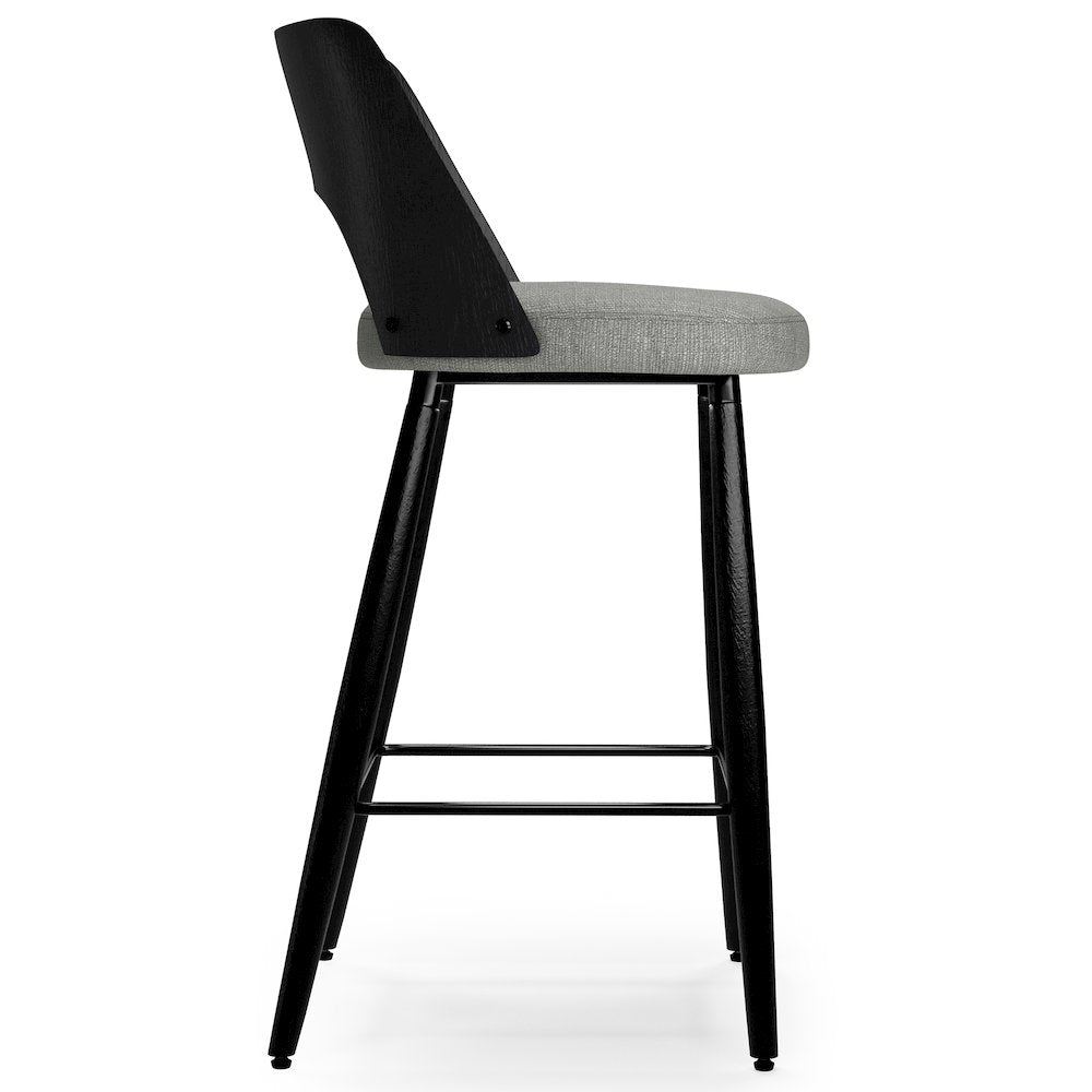 Callie Counter Height Stool (Set Of 2) In Grey Polyester Linen Fabric