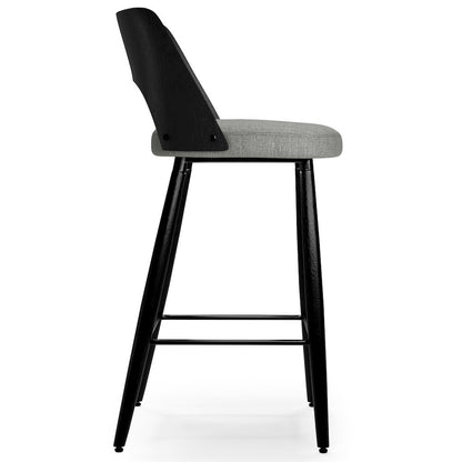 Callie Counter Height Stool (Set Of 2) In Grey Polyester Linen Fabric