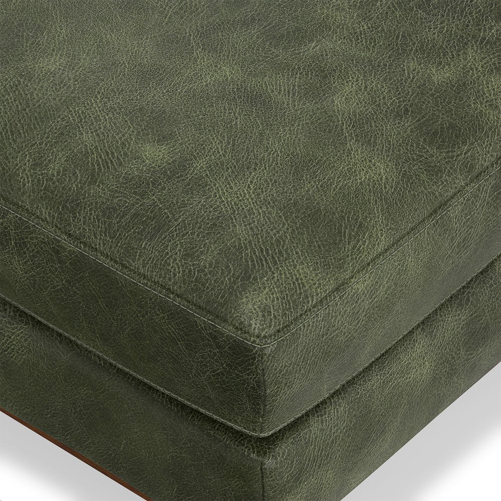 49 inch Wide Mid-Century Modern Table Ottoman in Moss Green Genuine Leather