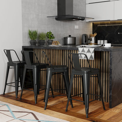 Rayne 24 Inch Metal Counter Height Stool (Set Of 4) In Black