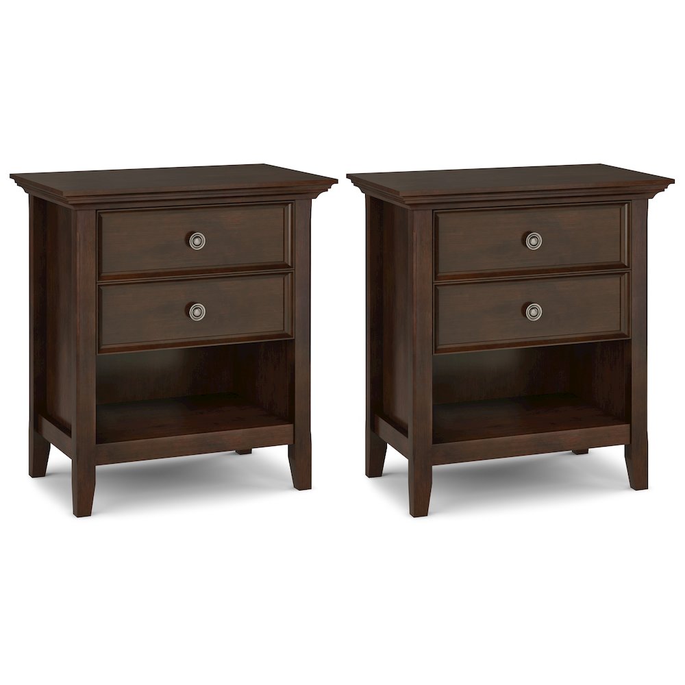 Amherst 24 inch Solid Wood Traditional Bedside Table in Russet Brown (Set of 2)
