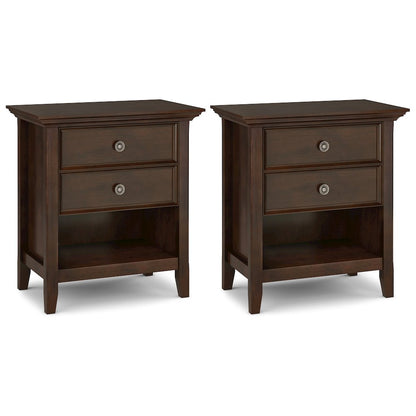 Amherst 24 inch Solid Wood Traditional Bedside Table in Russet Brown (Set of 2)