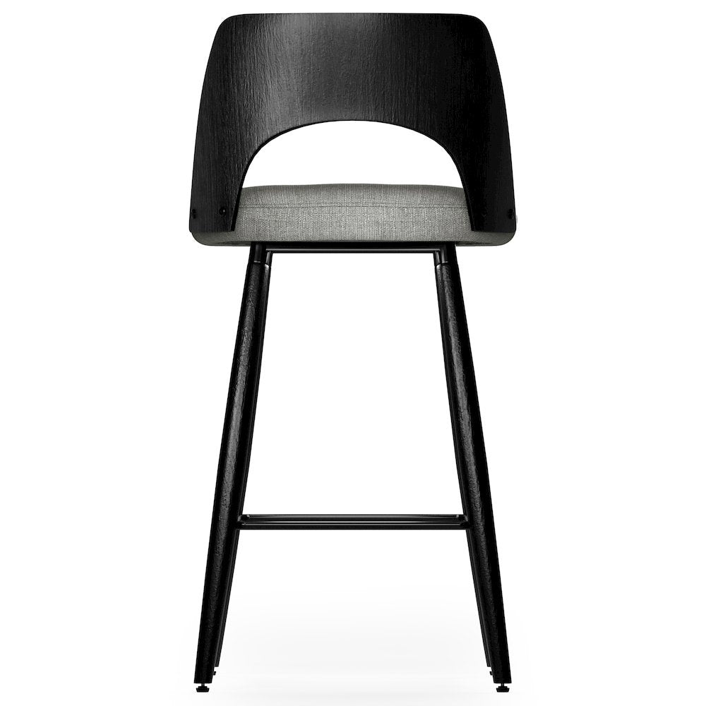 Callie Counter Height Stool (Set Of 2) In Grey Polyester Linen Fabric
