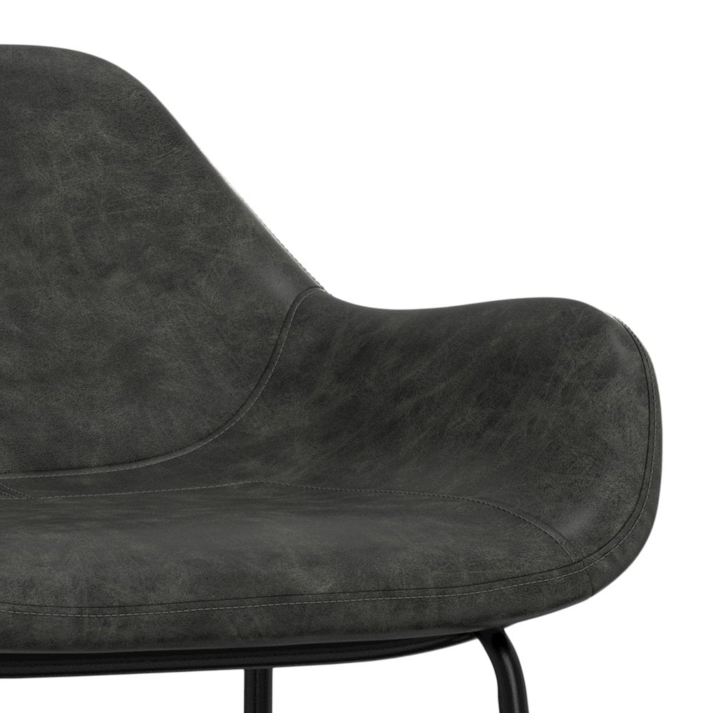 Mira Bar Stool In Distressed Slate Grey  Vegan Faux Leather