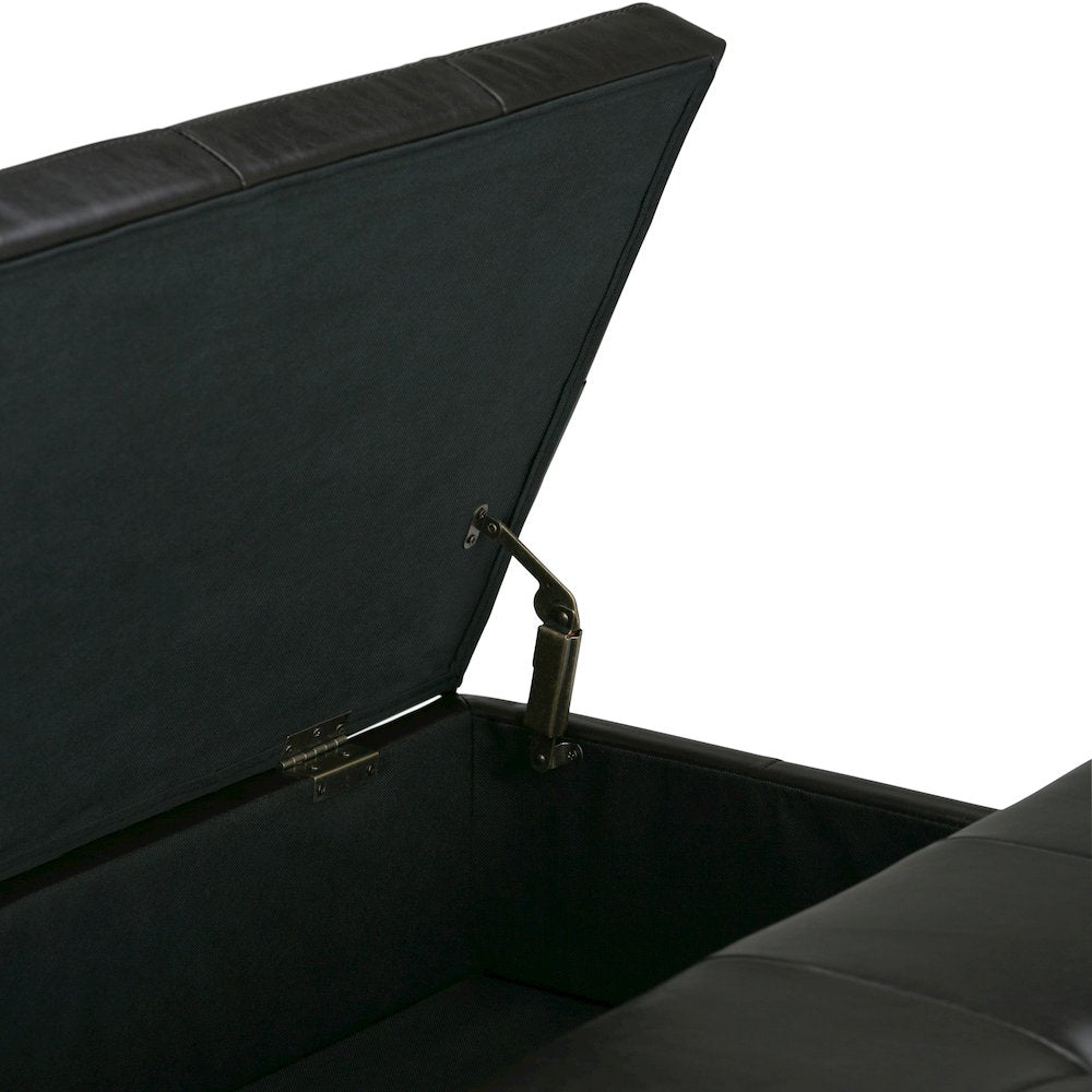 Dover Square Coffee Table Storage Ottoman In Tanners Brown Vegan Faux Leather